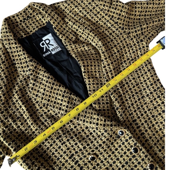 VINTAGE Rina Rossi Women's Black and Gold Tweed Blazer - Picture 13 of 14